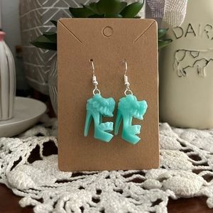 *3 for $20* Blue Ruffle Heeled Sandal Barbie Shoe Earrings
